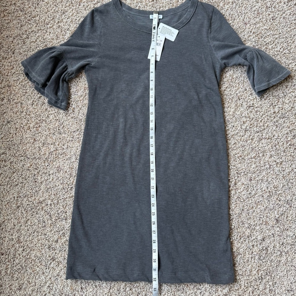 Splendid Gray Bell Sleeve Shift Dress XS Casual T-Shirt Dress Soft Knit - Picture 9 of 10